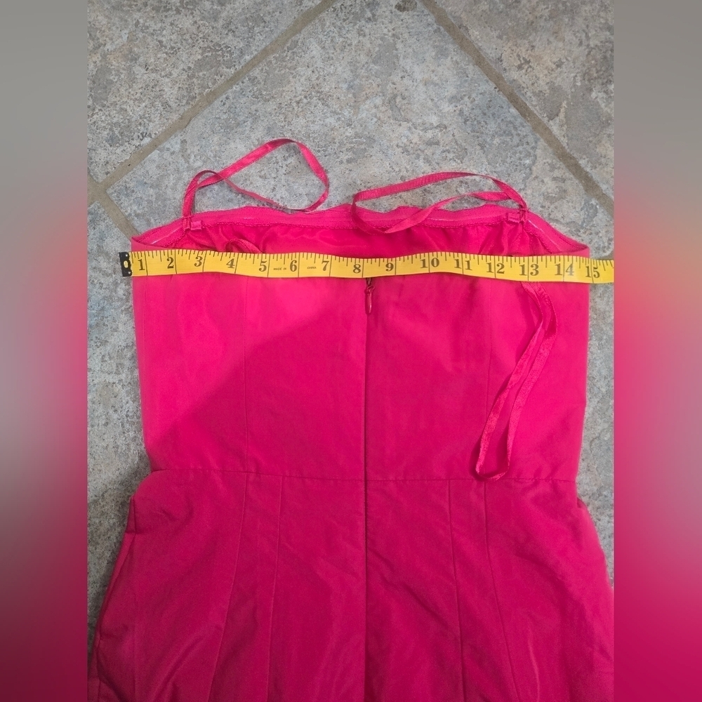 BCBGMaxAzria Strapless Fuchsia Ruffle Dress - Picture 6 of 8